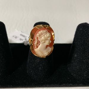 Antique 18k gold plated cameo ring size 4.5